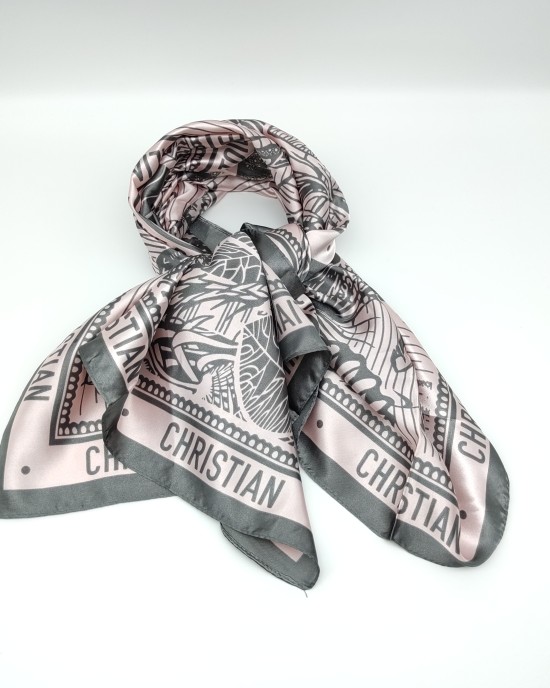 Pink and black jungle silk scarf